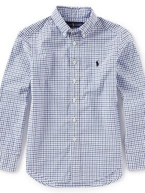 NWT Ralph Lauren Boy’s Navy and White Check Button-Down Shirt